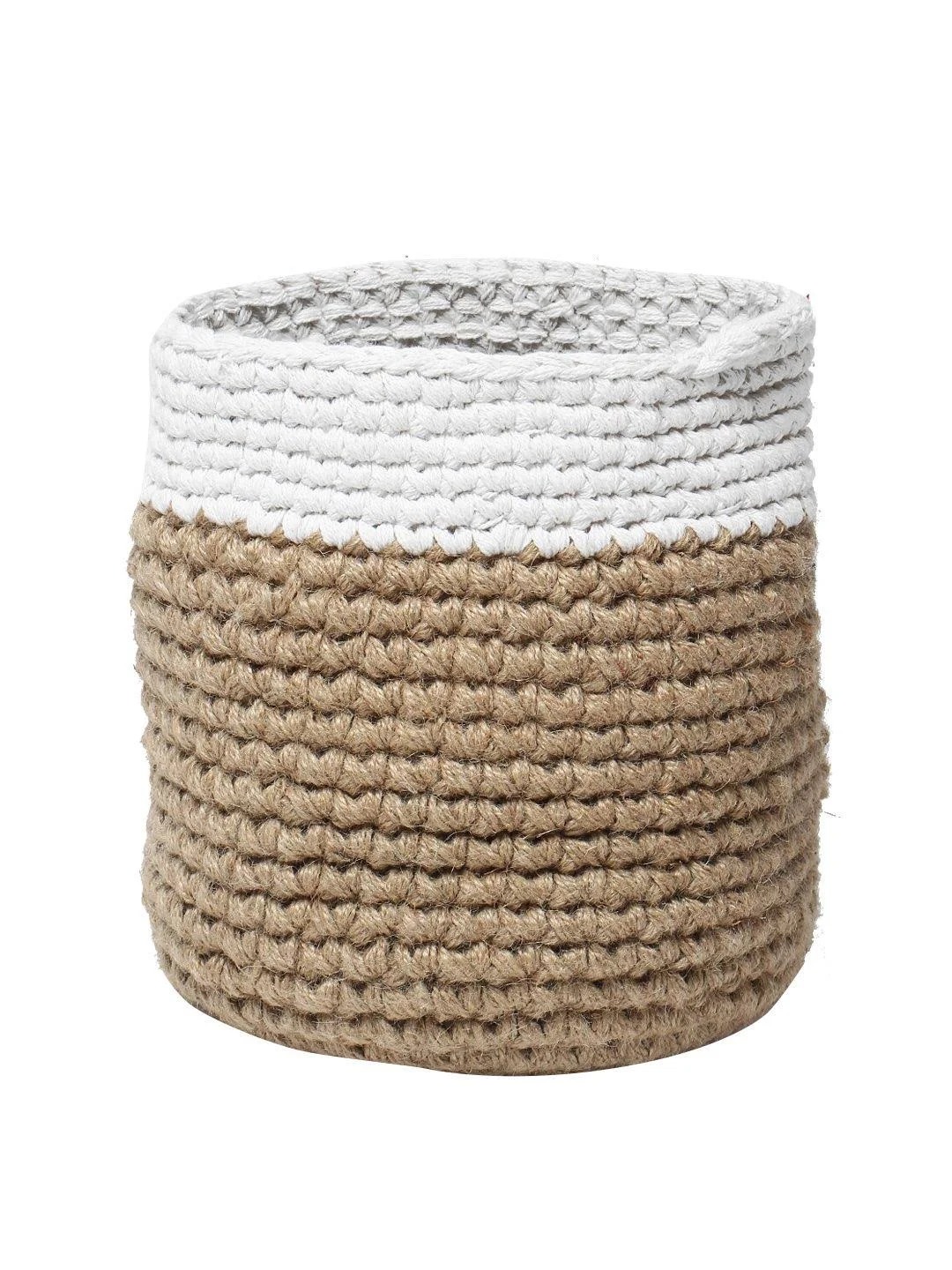 Beige‑White Jute Crochet Indoor Planter (Handmade) - Image 3