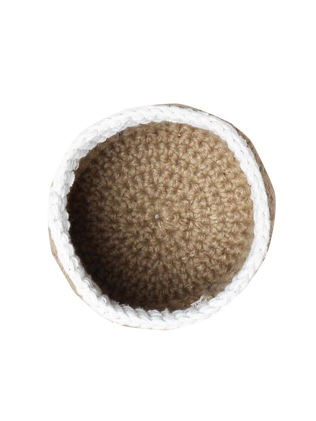 Beige‑White Jute Crochet Indoor Planter (Handmade) - Image 4